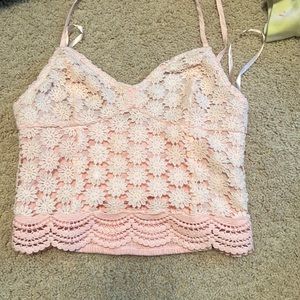 Pink, flowered small tank top